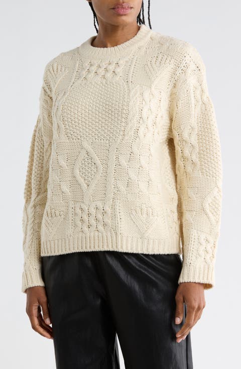 Patchwork Cable Knit Sweater