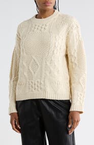 7 For All Mankind Patchwork Cable Knit Sweater