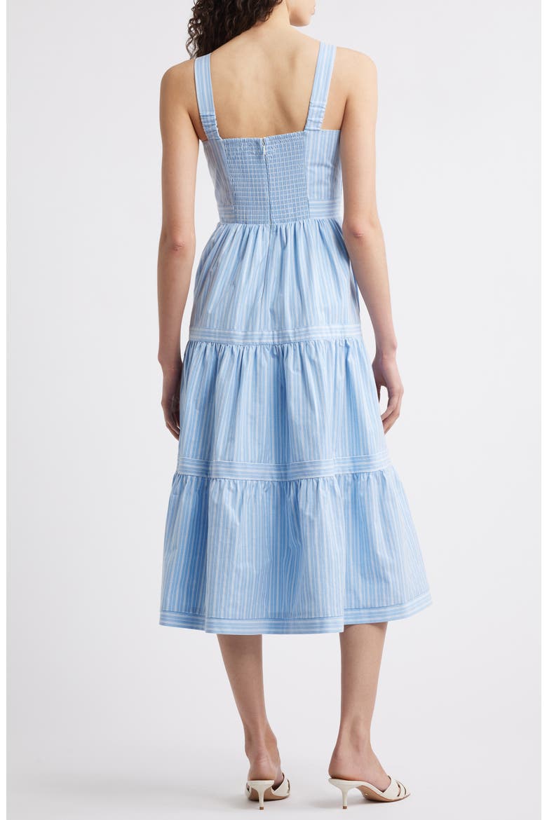 Square Neck Basketweave Bodice Midi Dress, Alternate, color, BLUE WHITE