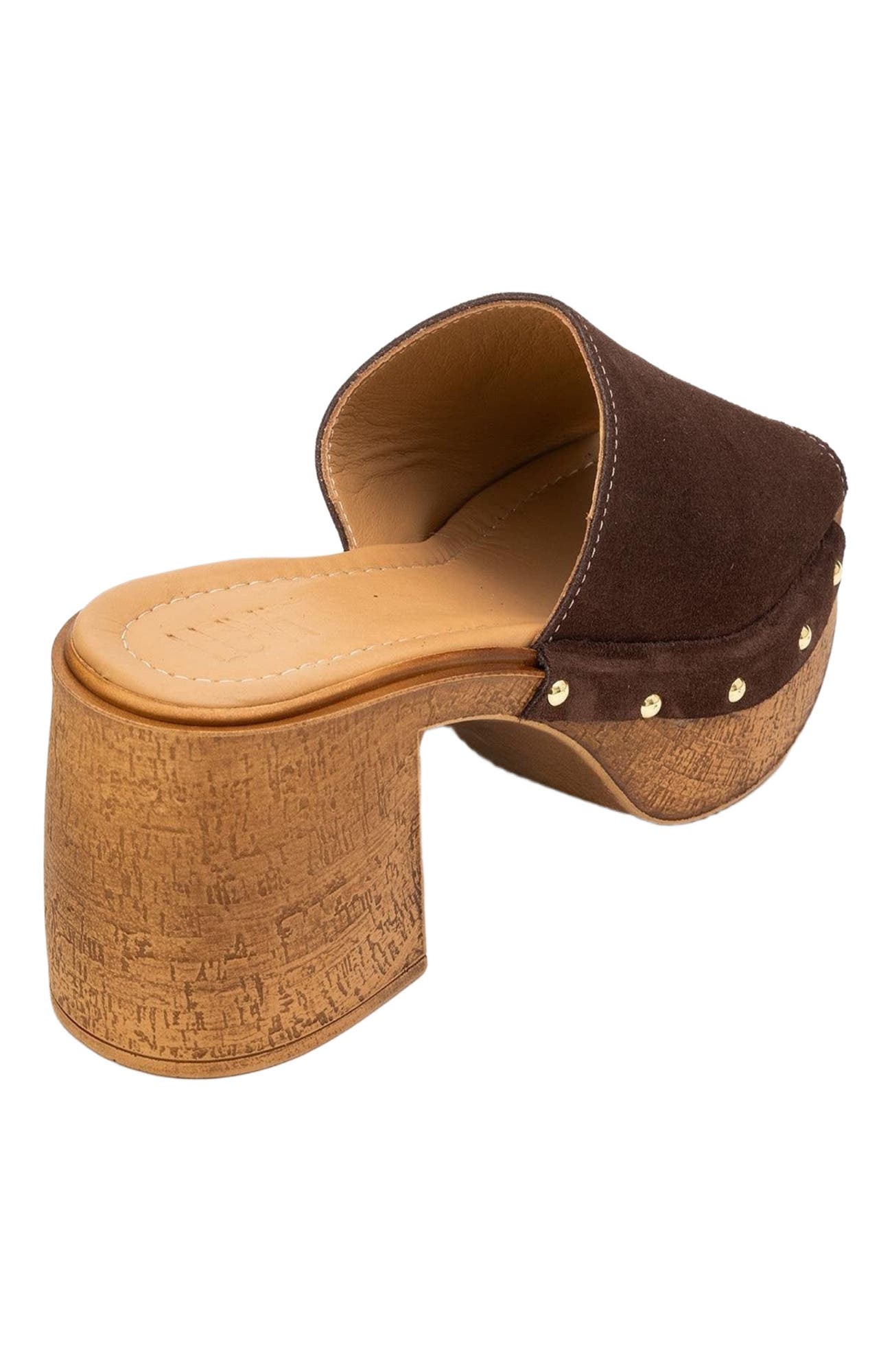 Forever & Always Shoes Pull Leather Platform Mules, Alternate, color, Dark Brown Suede Leather