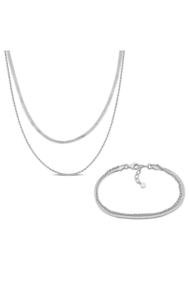 DELMAR Double Strand Herringbone Necklace & Bracelet Set, Main, color,