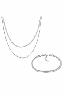 Double Strand Herringbone Necklace & Bracelet Set