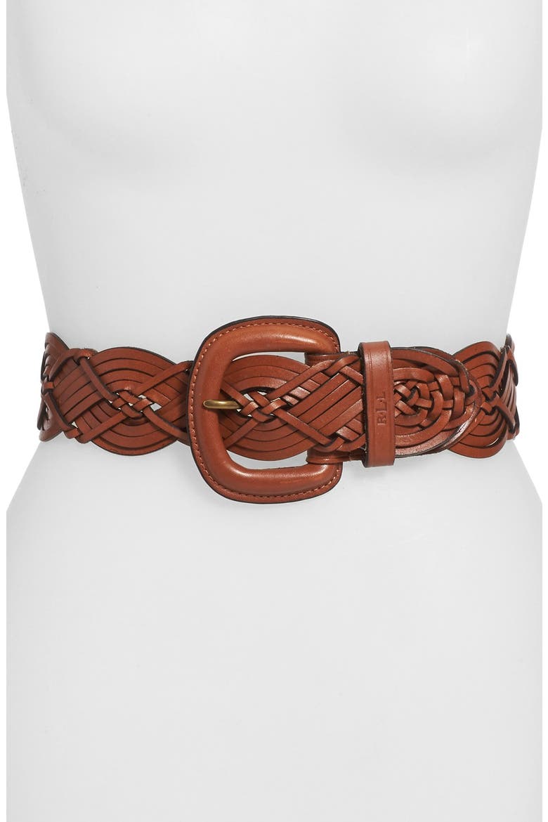 Braided Leather Belt, Main, color, TAN