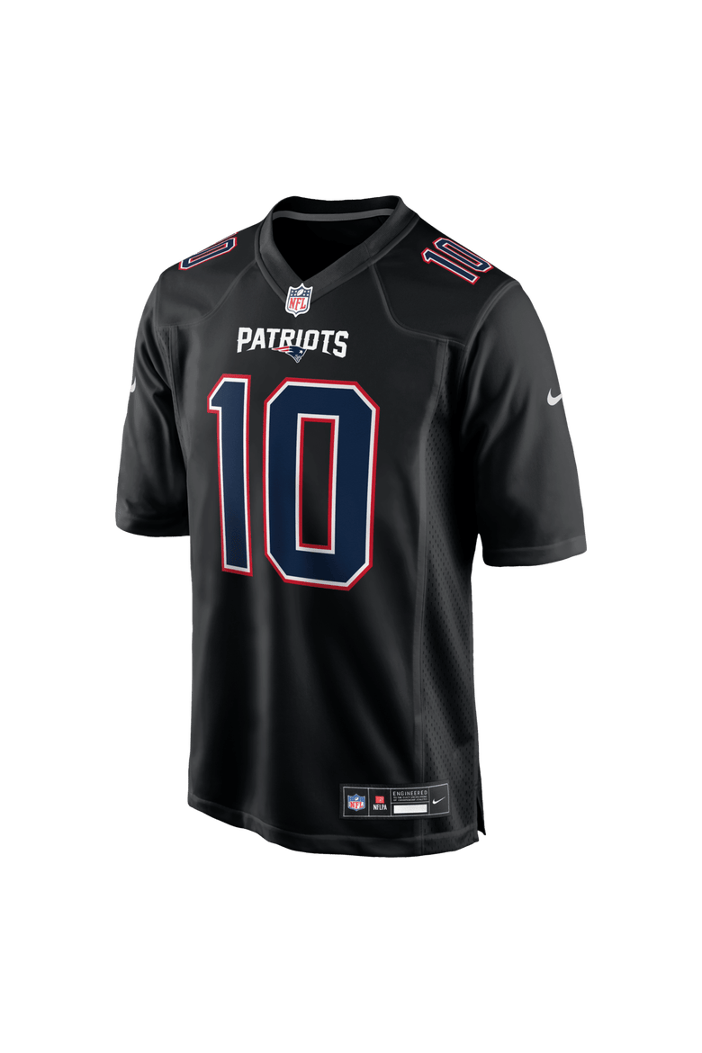 Men's Nike Drake Maye Carbon Black New England Patriots Fashion Game Jersey, Alternate, color, Black