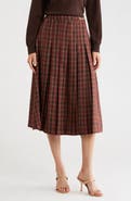 ASTR the Label Vena Plaid Pleated Midi Skirt