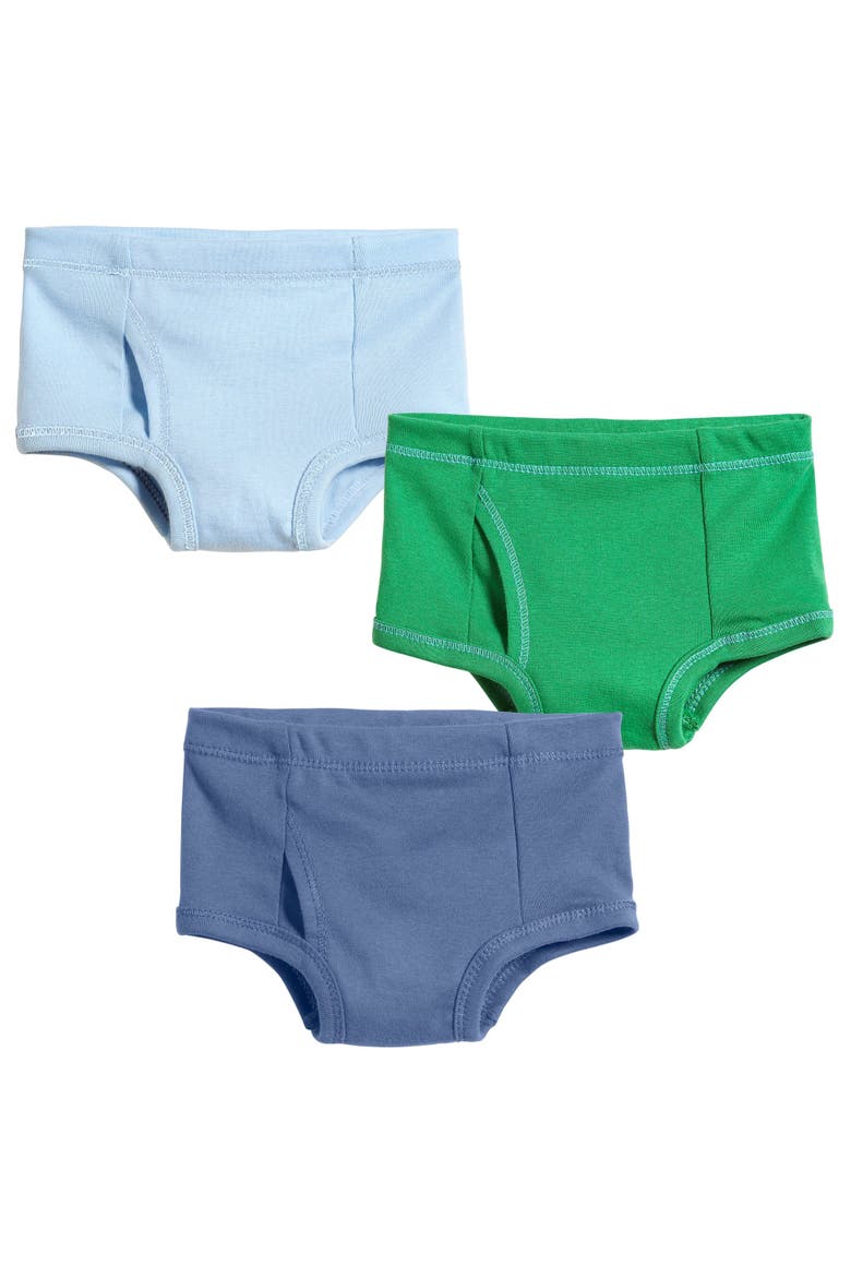 Baby Boys Soft 100% Cotton Brief 3-Pack, Main, color, Bright Lt Blue/Elf/Denim Blue