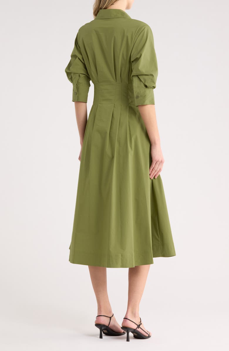Simkhai Jazz Pintuck Midi Shirtdress, Alternate, color, Olive