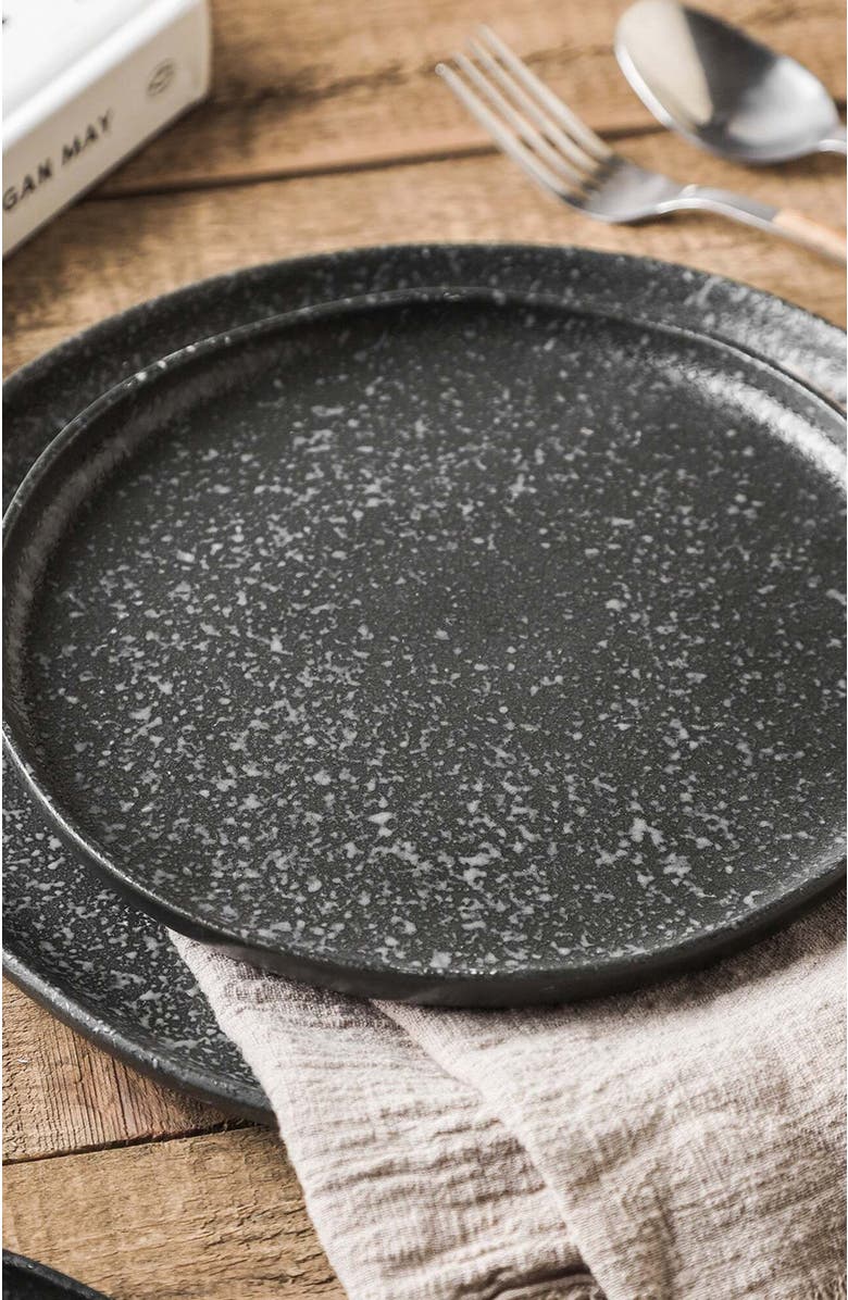 Stone Lain Tom Stoneware 4-Piece Dinner Plate Set, Alternate, color, Black And White