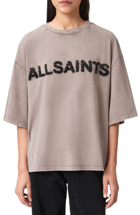 Amelie Oversize Embellished Logo Cotton T-Shirt
