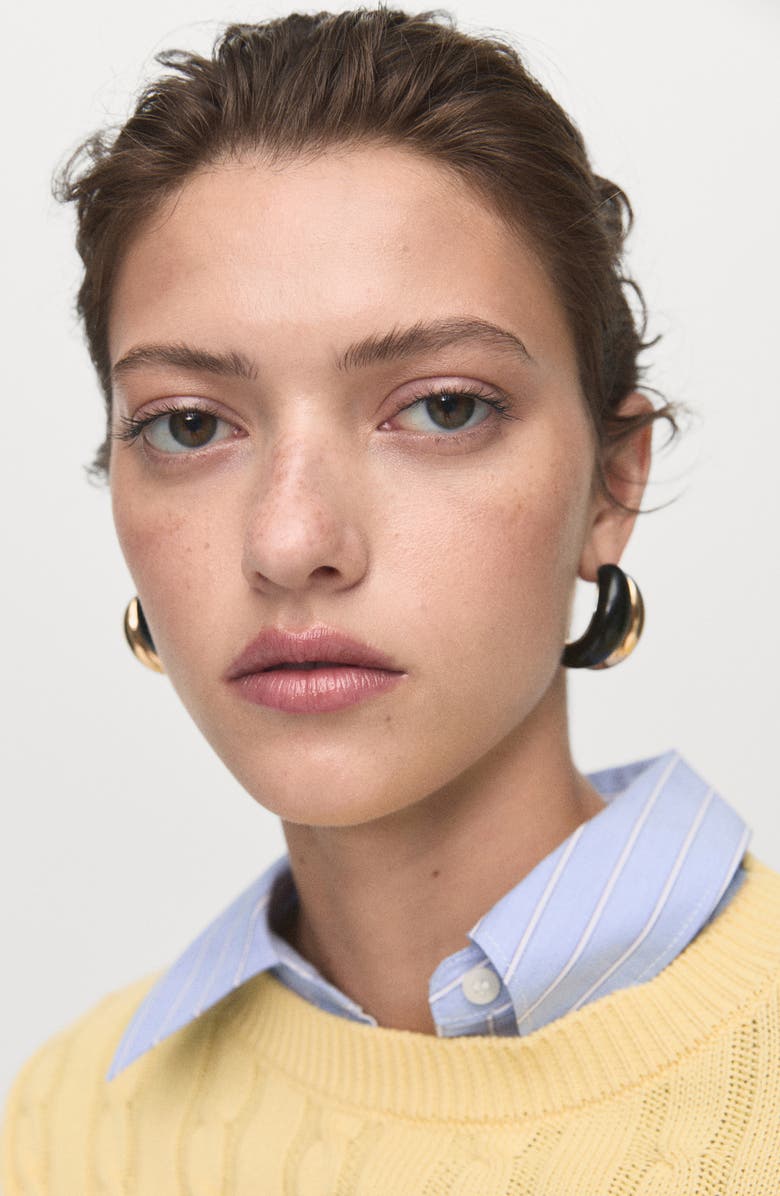 MANGO Cable Knit Cotton Sweater, Alternate, color, Pastel Yellow