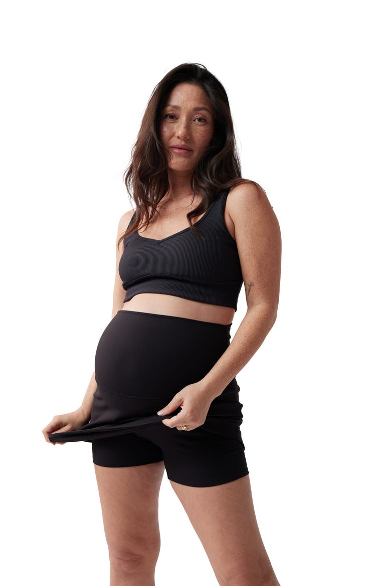 Maternity Athletic Skort with Built In Shorts, Alternate, color, Black