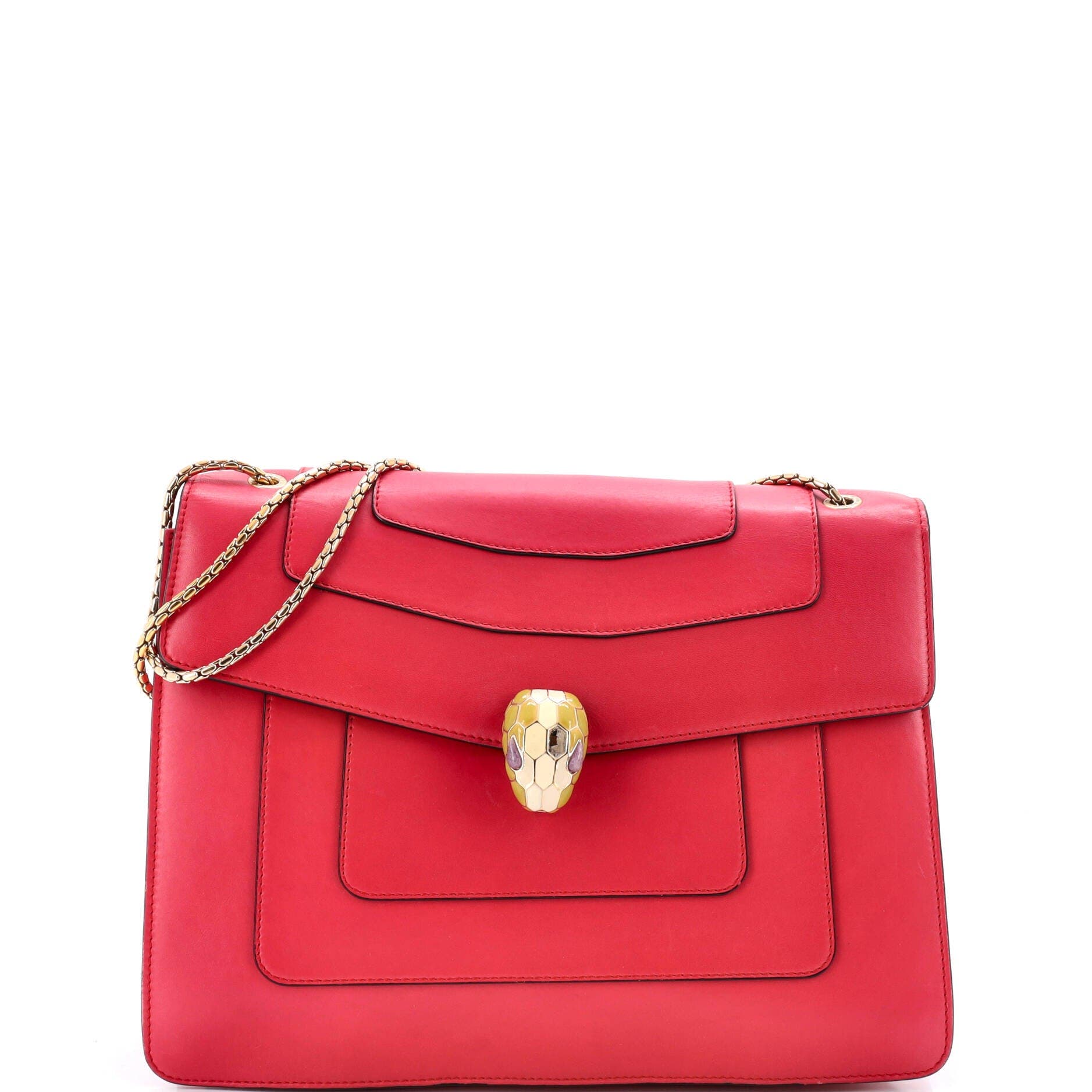 Serpenti Forever Square Shoulder Bag Leather Large, Main, color, Pink