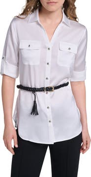 KARL LAGERFELD PARIS Oversized Belted Shirt