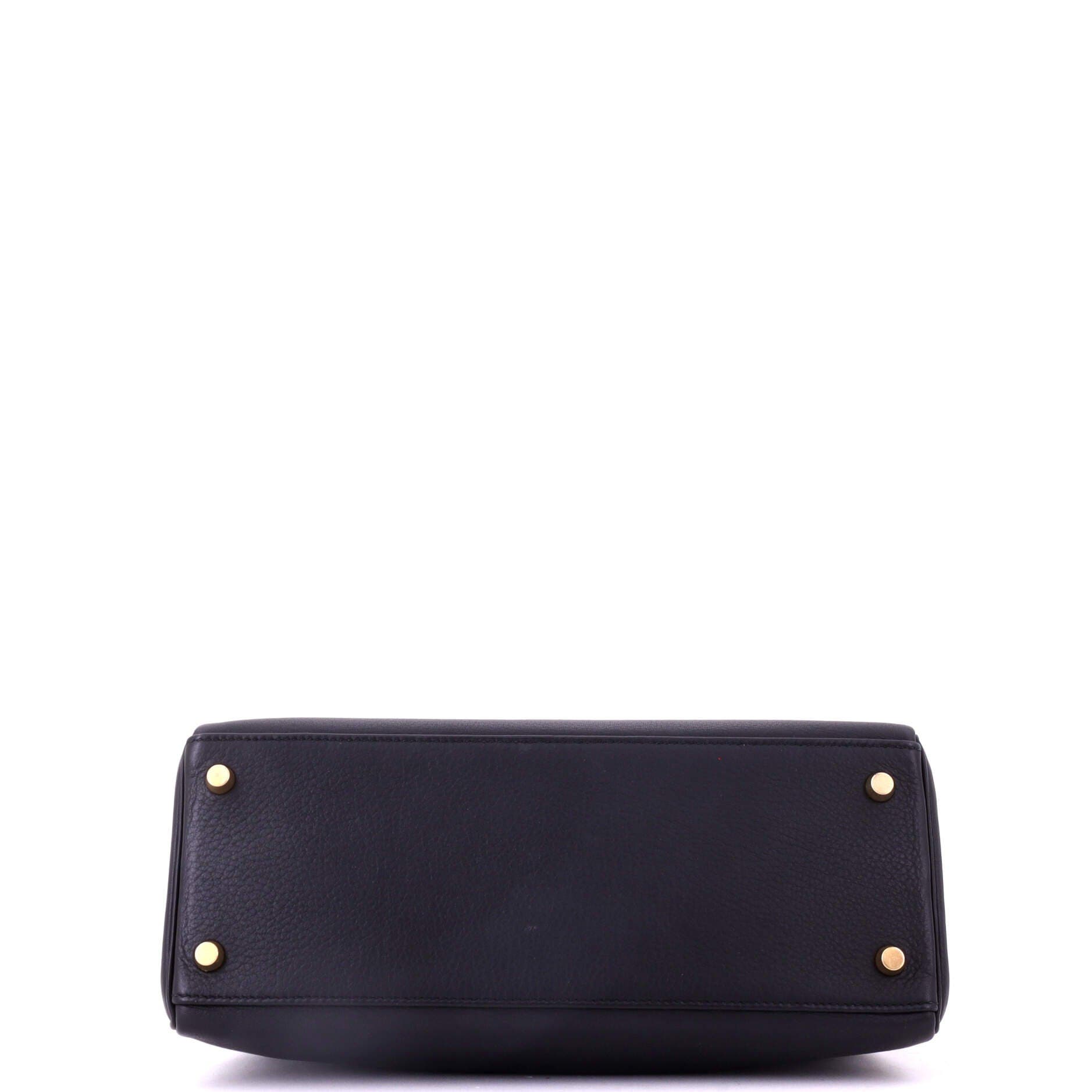 Pre-Owned Hermes Kelly Handbag Black Clemence with Gold Hardware 28, Alternate, color, Noir