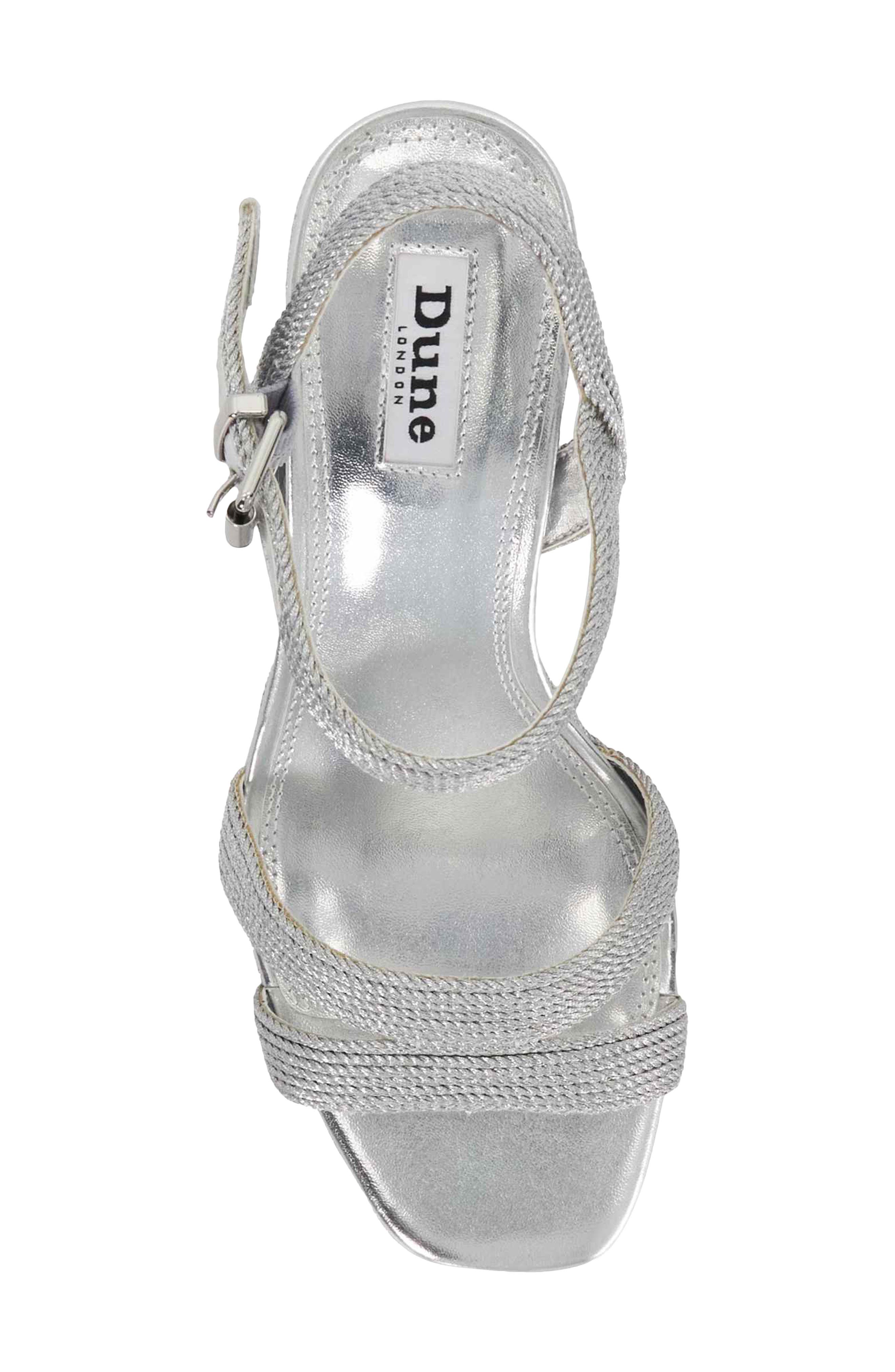 Dune London Manifesting Ankle Strap Sandal, Alternate, color, Silver