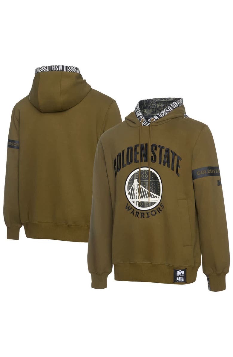 Two Hype Men's NBA x Two Hype  Olive Golden State Warriors Culture & Hoops Collection Premium Pullover Hoodie, Alternate, color, 