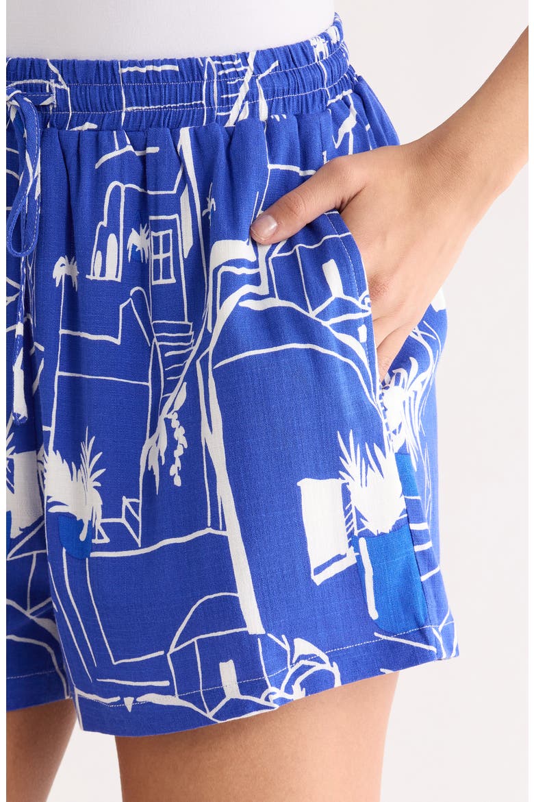 Mims Town Print Drawstring Shorts, Alternate, color, WHITE-BLUE-MULTI