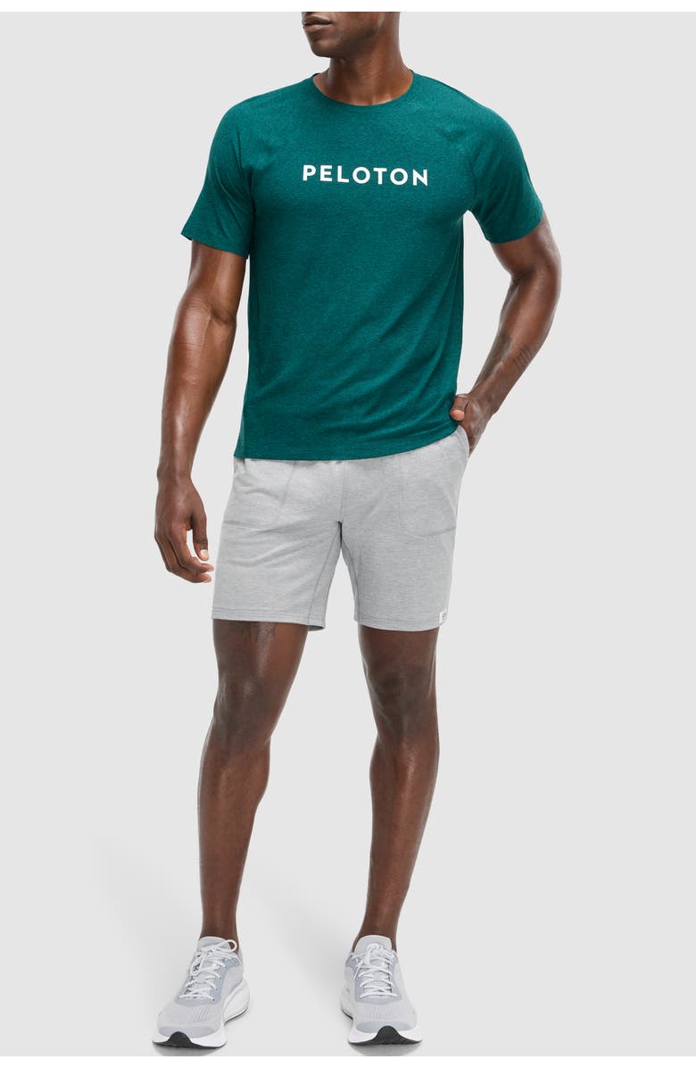 Peloton Dreamblend 7" Contrast Flatlock Short, Main, color, Light Heather Grey