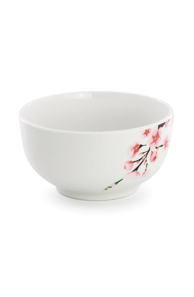 Elama Tamara 16 Piece Porcelain Double Bowl Dinnerware Set, Service for 4, Alternate, color, White