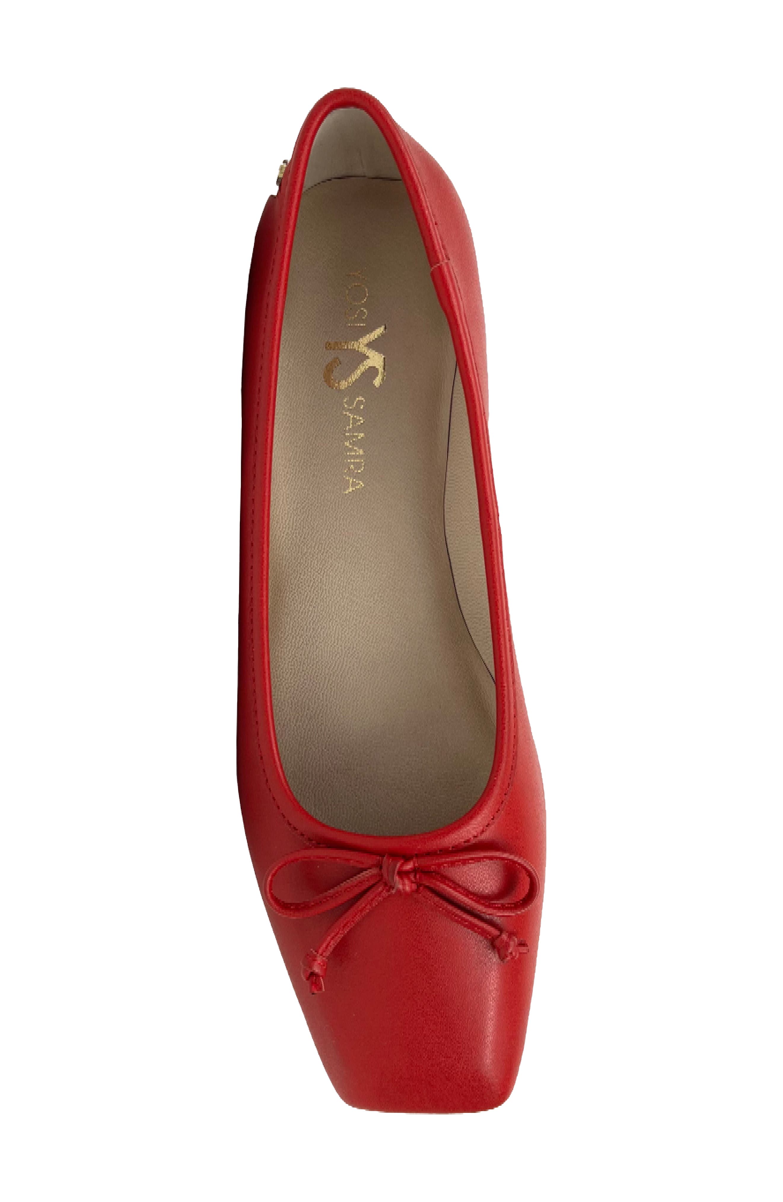 Yosi Samra Cara Square Toe Ballet Flat, Alternate, color, Red