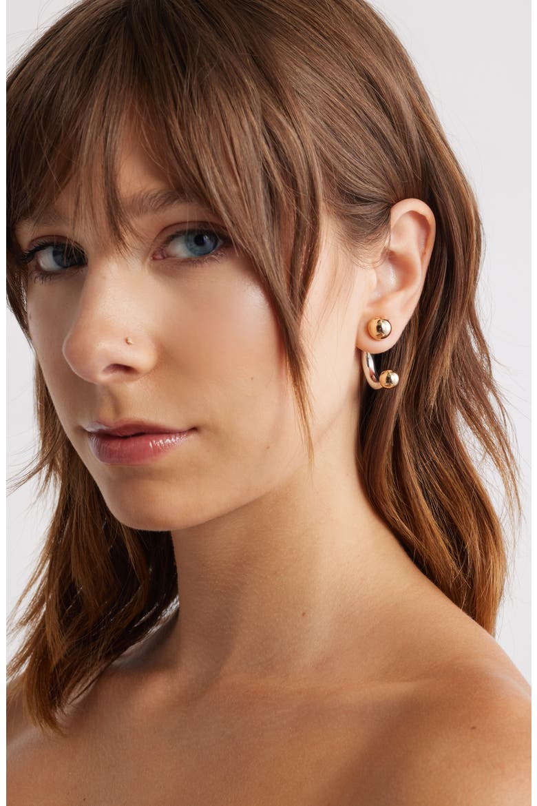 Barbell Ear Jackets, Alternate, color, SILVER- GOLD