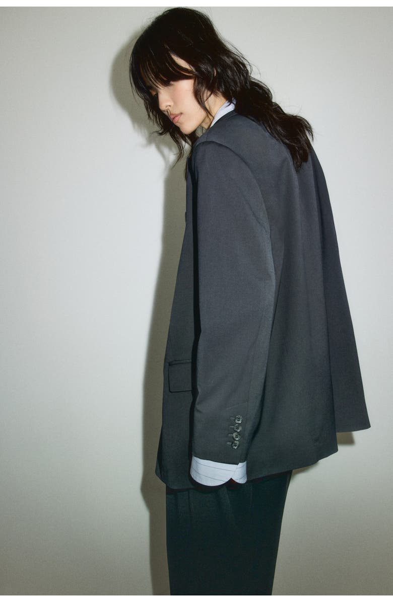 H&M Oversized Twill Blazer, Alternate, color, Dark Gray