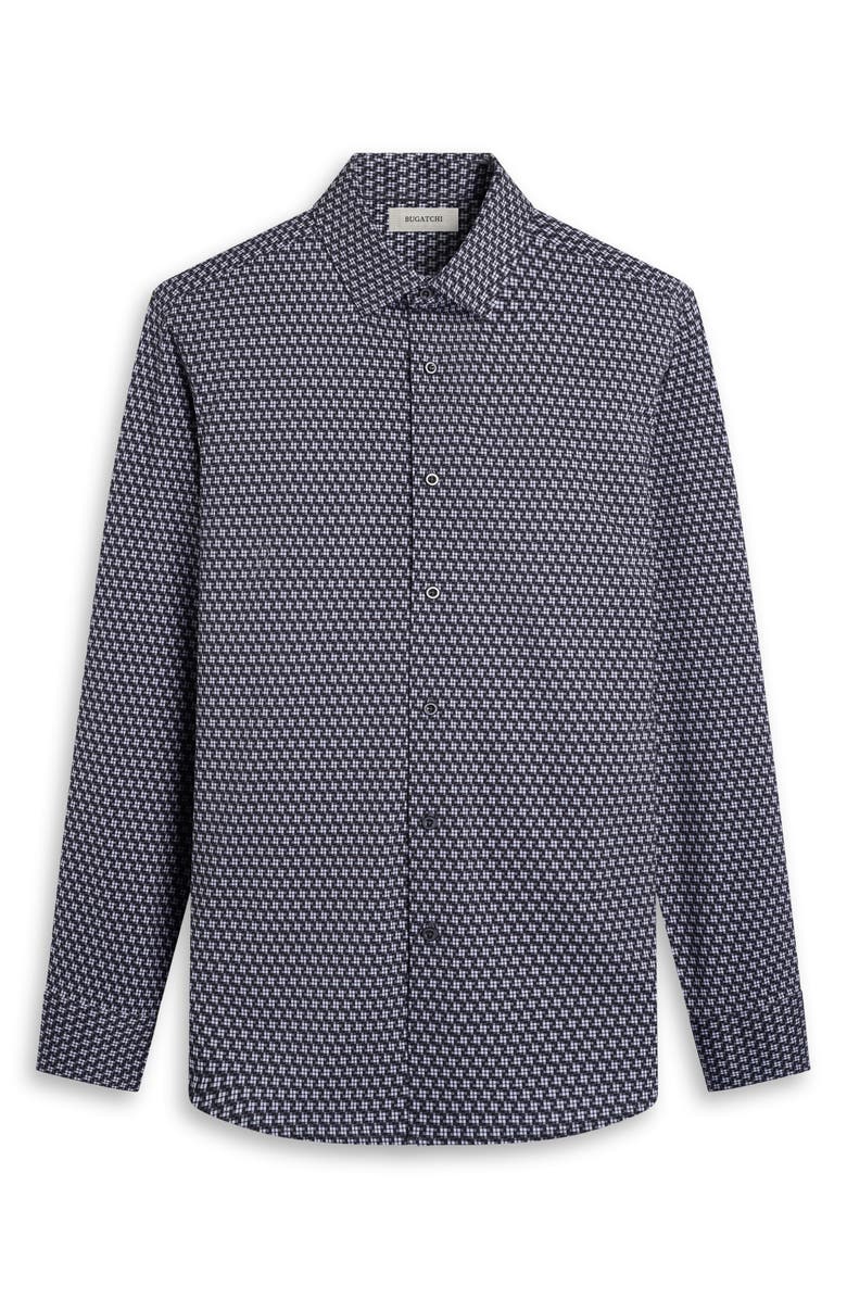 Bugatchi James OoohCotton<sup>®</sup> Geo Button-Up Shirt, Alternate, color, Black