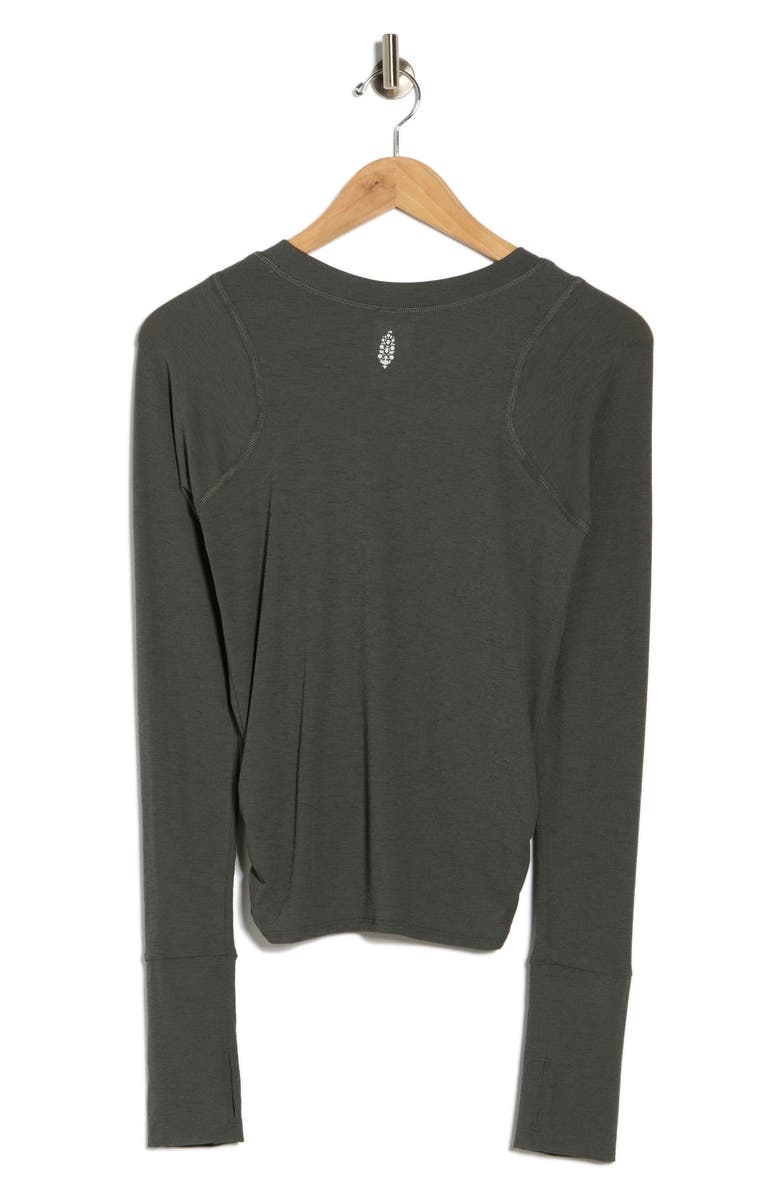 FP Movement by Free People FP Movement Mile a Minute Ruched Long Sleeve Crop T-Shirt, Alternate, color, Grey