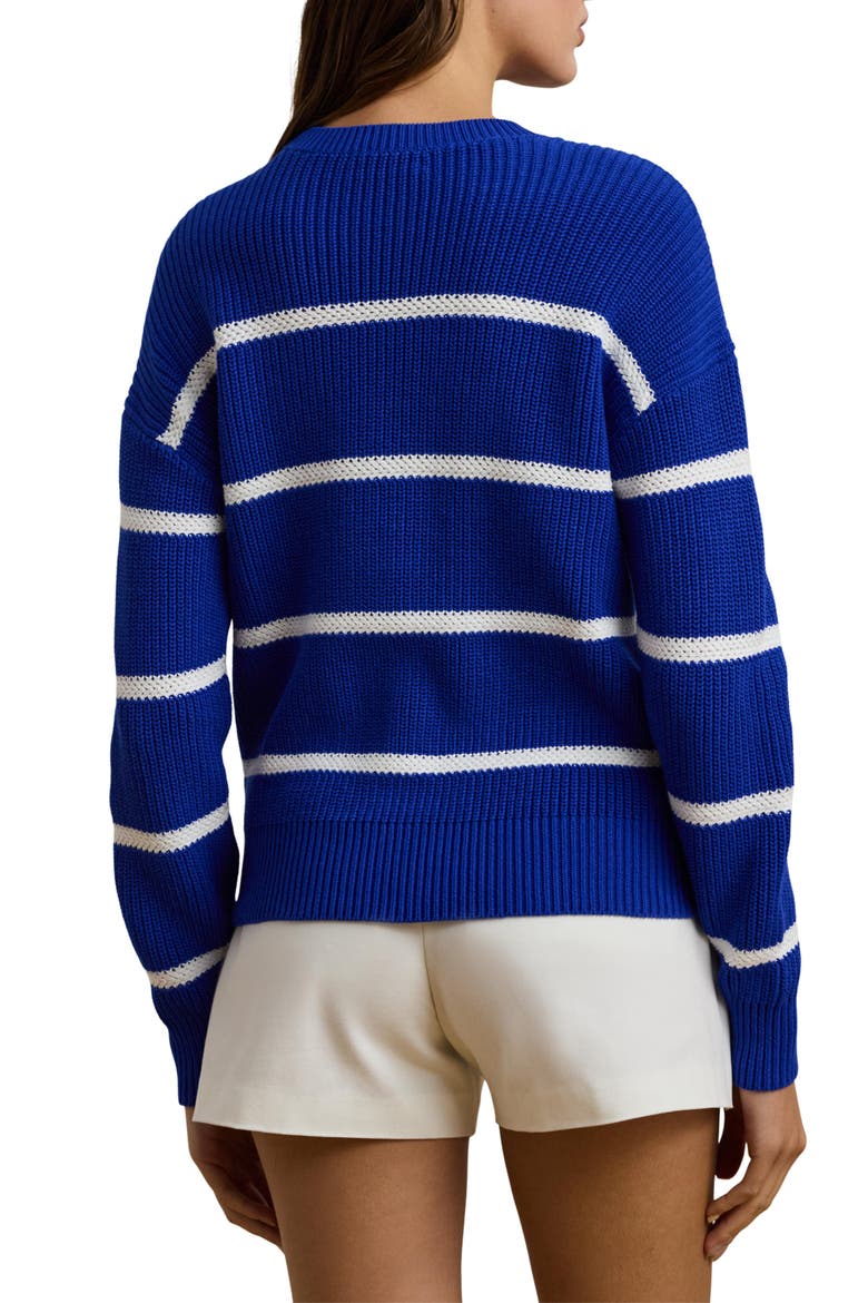 Stripe Linen Crewneck Sweater, Alternate, color, NEW SAPPHIRE/ WHITE