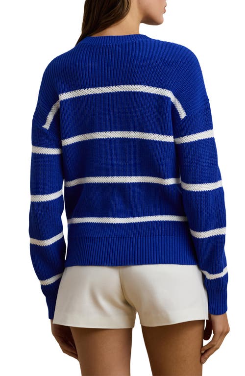 Ralph Lauren Lauren  Stripe Linen Crewneck Sweater