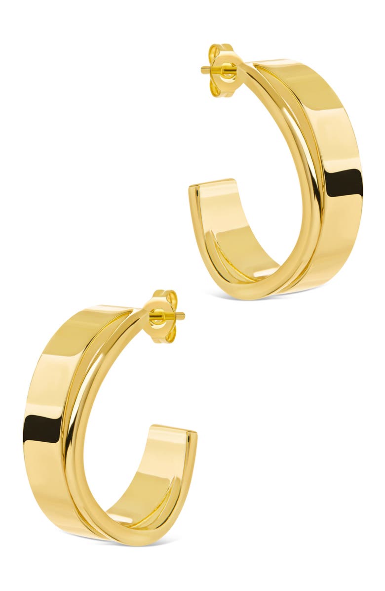 Sterling Forever Katia Wave Hoop Earrings, Alternate, color, Gold