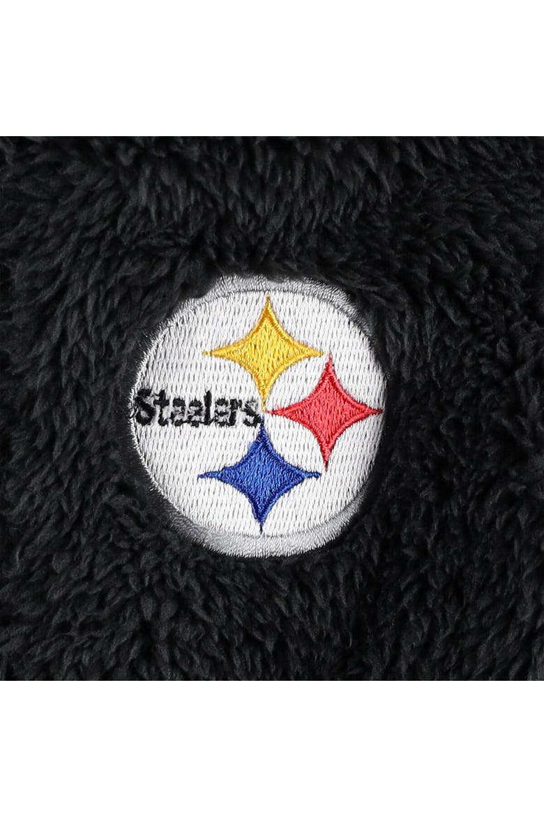 Newborn & Infant Black/Gray Pittsburgh Steelers Game Nap Teddy Fleece Bunting Full-Zip Sleeper, Alternate, color, Black
