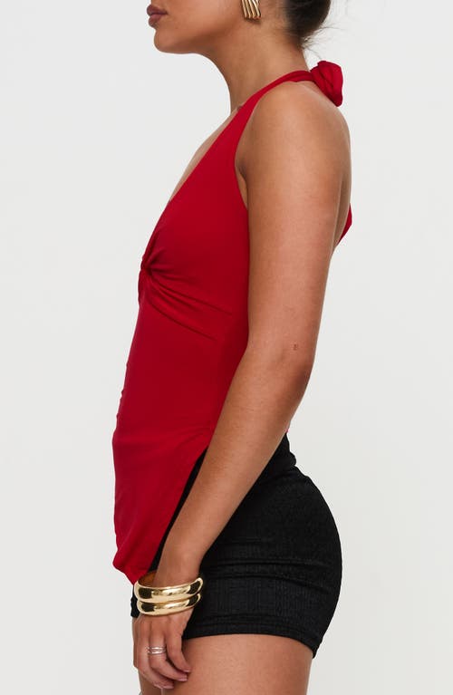Princess Polly Chilli Asymmetric Halter Top In Red