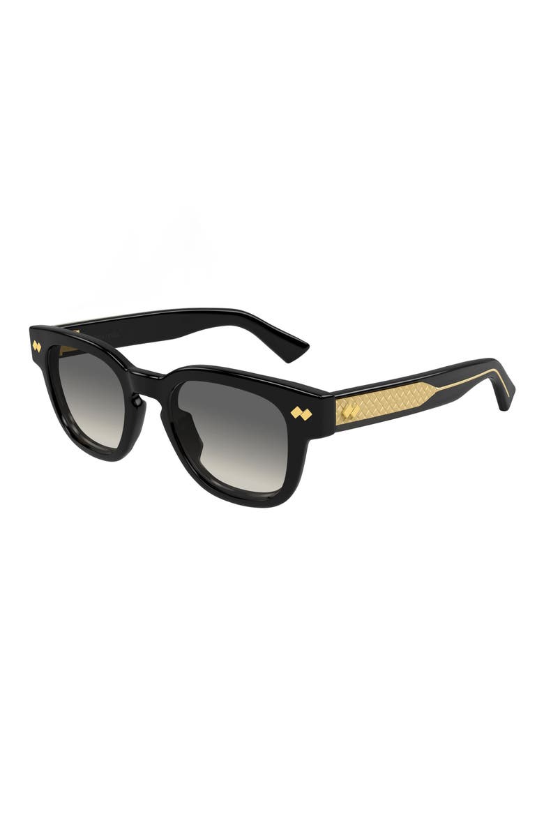 48mm Small Round Sunglasses, Alternate, color, BLACK
