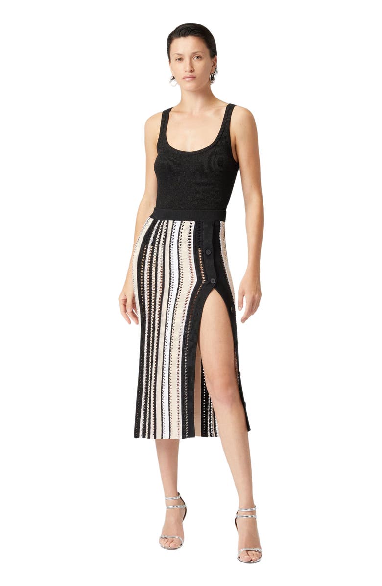 Missoni Striped Crochet Midi Skirt With Side Buttoning, Main, color, Multicoloured