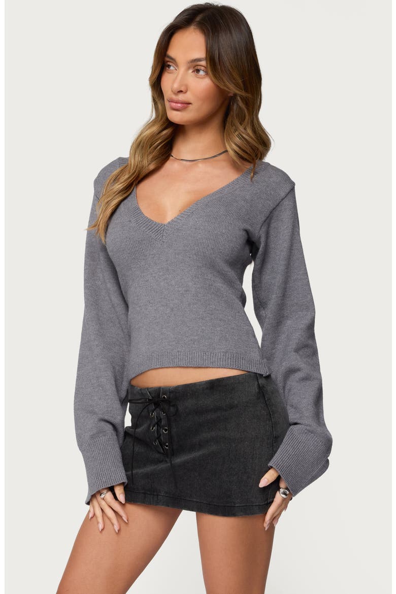 Stacie Crop Sweater, Alternate, color, GRAY-MELANGE
