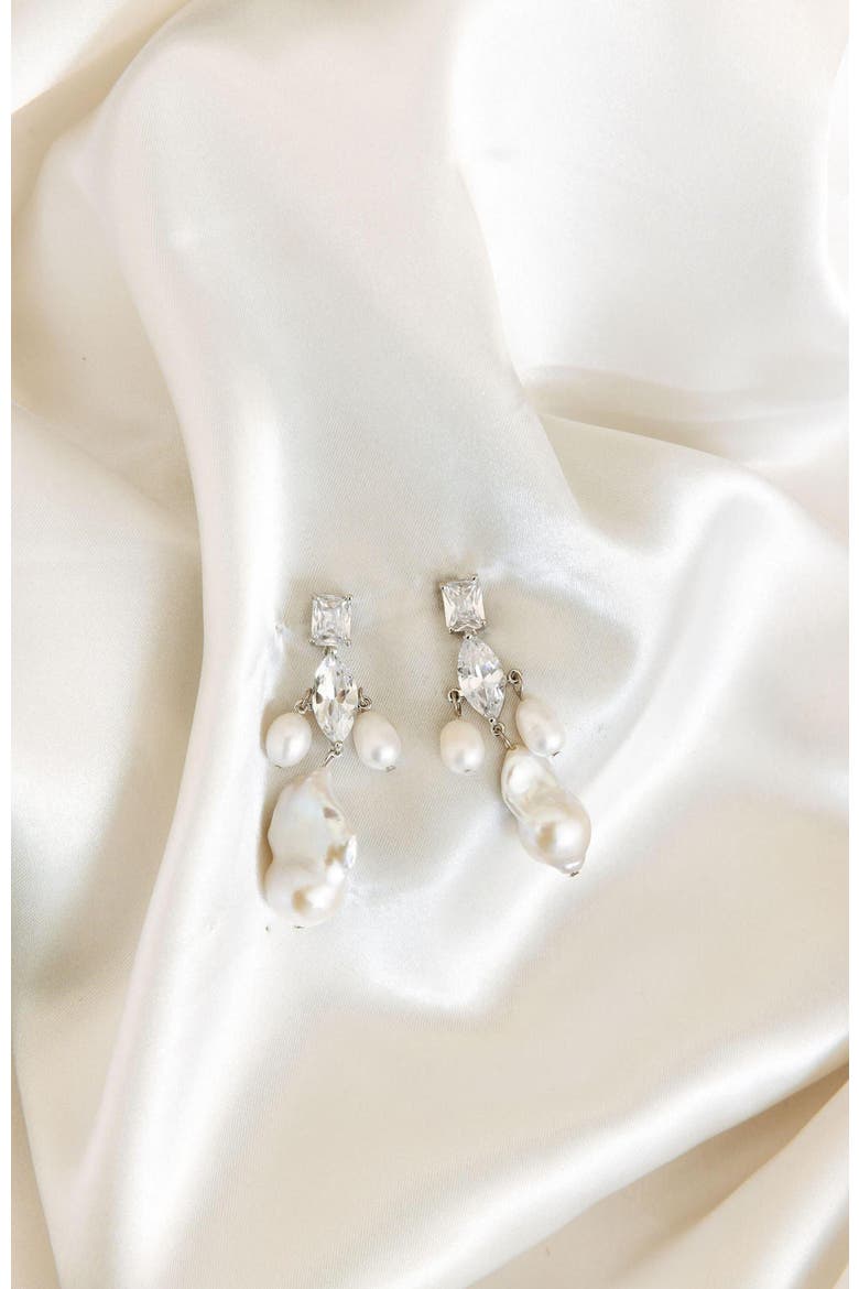 Astoria Freshwater Pearl Drop Earrings, Alternate, color, Silver
