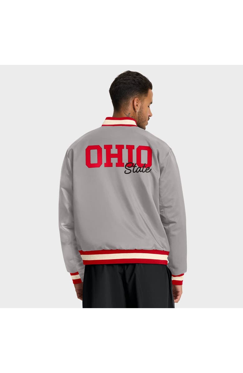 Nike Men's Nike Gray Ohio State Buckeyes Legacy Full-Snap Bomber Jacket, Alternate, color, Gray