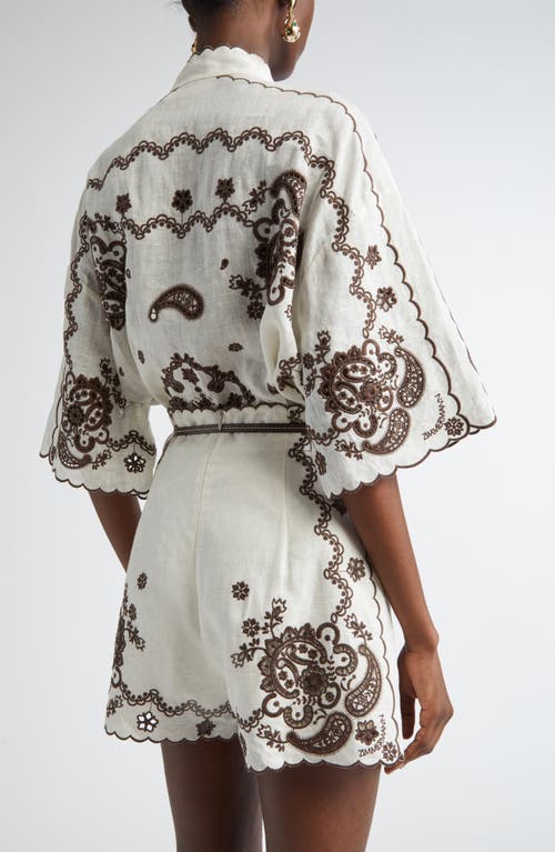 Shop Zimmermann Ascension Embroidered Linen Shirt