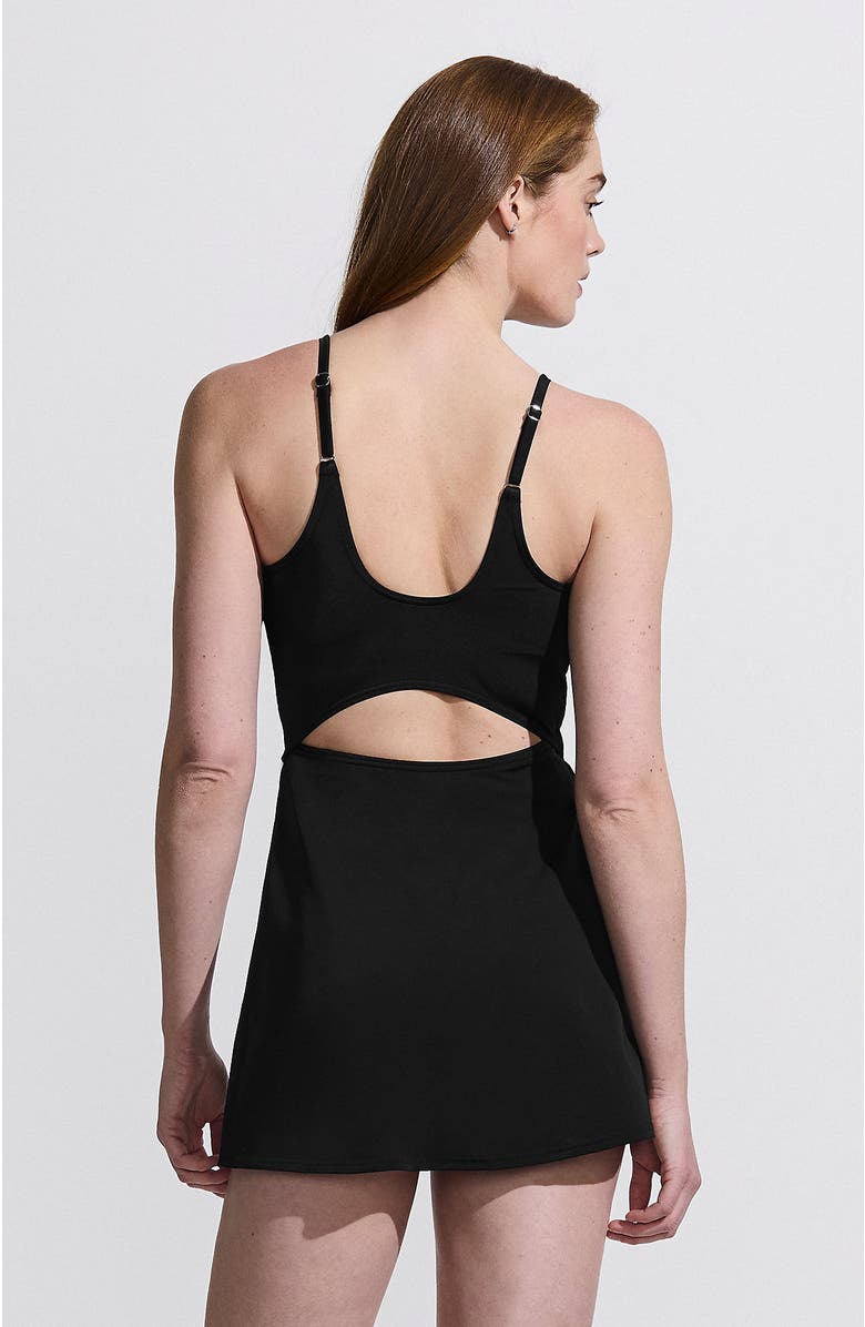 Lands' End Tugless Monokini Swim Dress Swimsuit, Alternate, color, Black