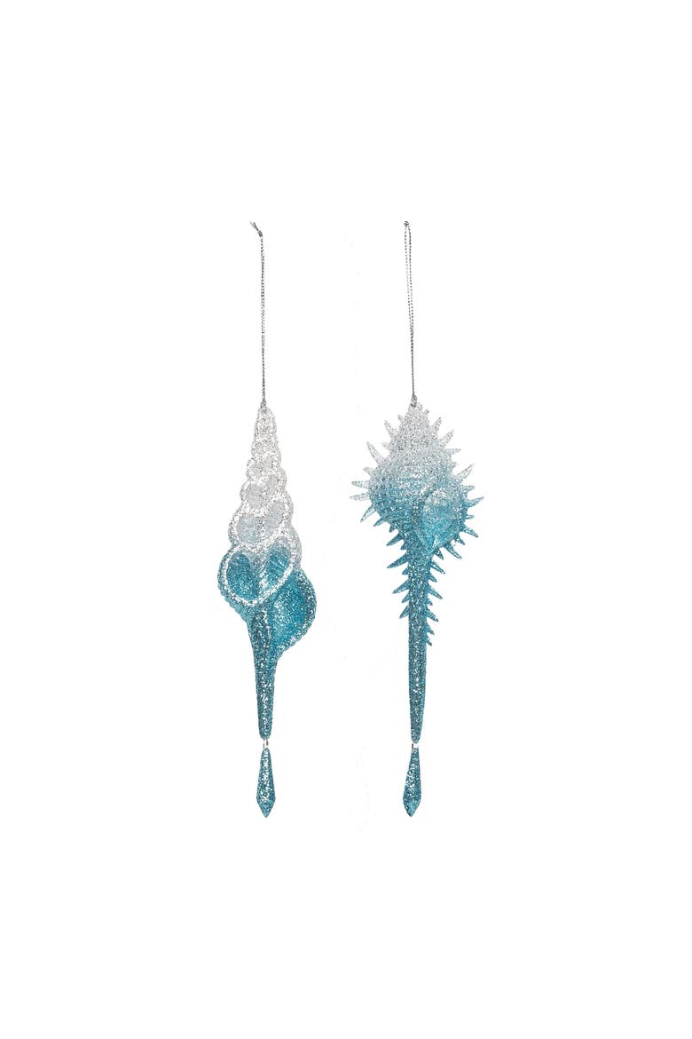 Blue Shimmer Shells Ornaments A/2, Alternate, color, Blue