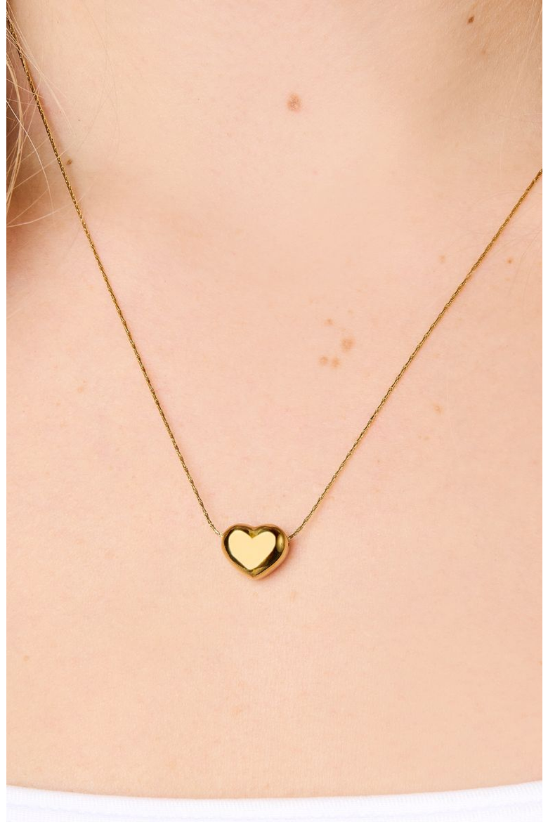 Pebble Heart Necklace, Alternate, color, Gold