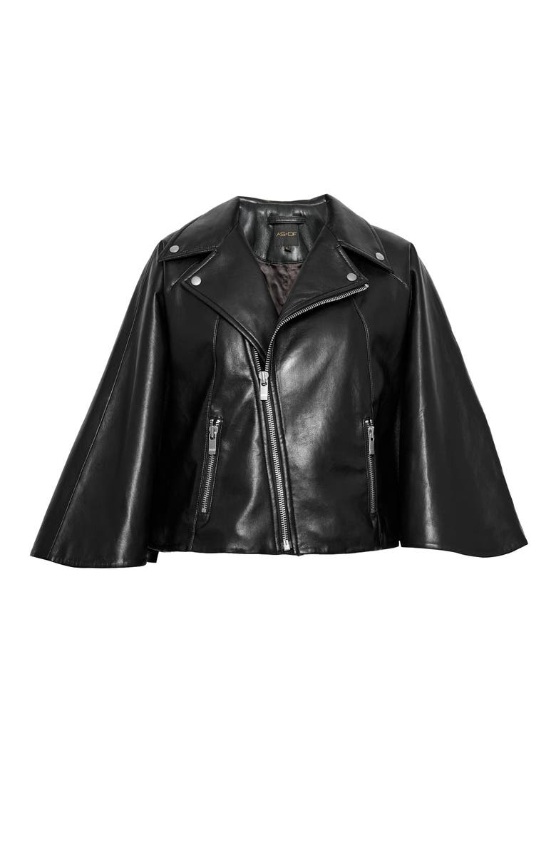 AS by DF Faith Recycled Leather Moto Cape, Alternate, color, Black