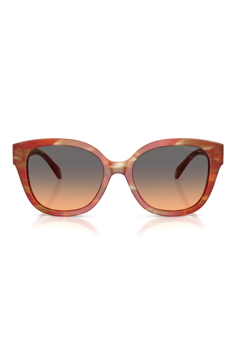 56mm Gradient Square Sunglasses, Main, color, STRIATED CHESTNUT / PEACH