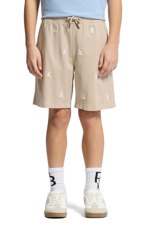 PSYCHO BUNNY PSYCHO BUNNY KIDS' WILLS EMBROIDERED BUNNIES DRAWSTRING SHORTS