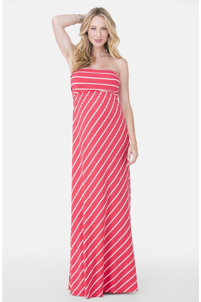 Ingrid & Isabel® Convertible Maternity Maxi Dress, Alternate, color, POPPY STRIPE