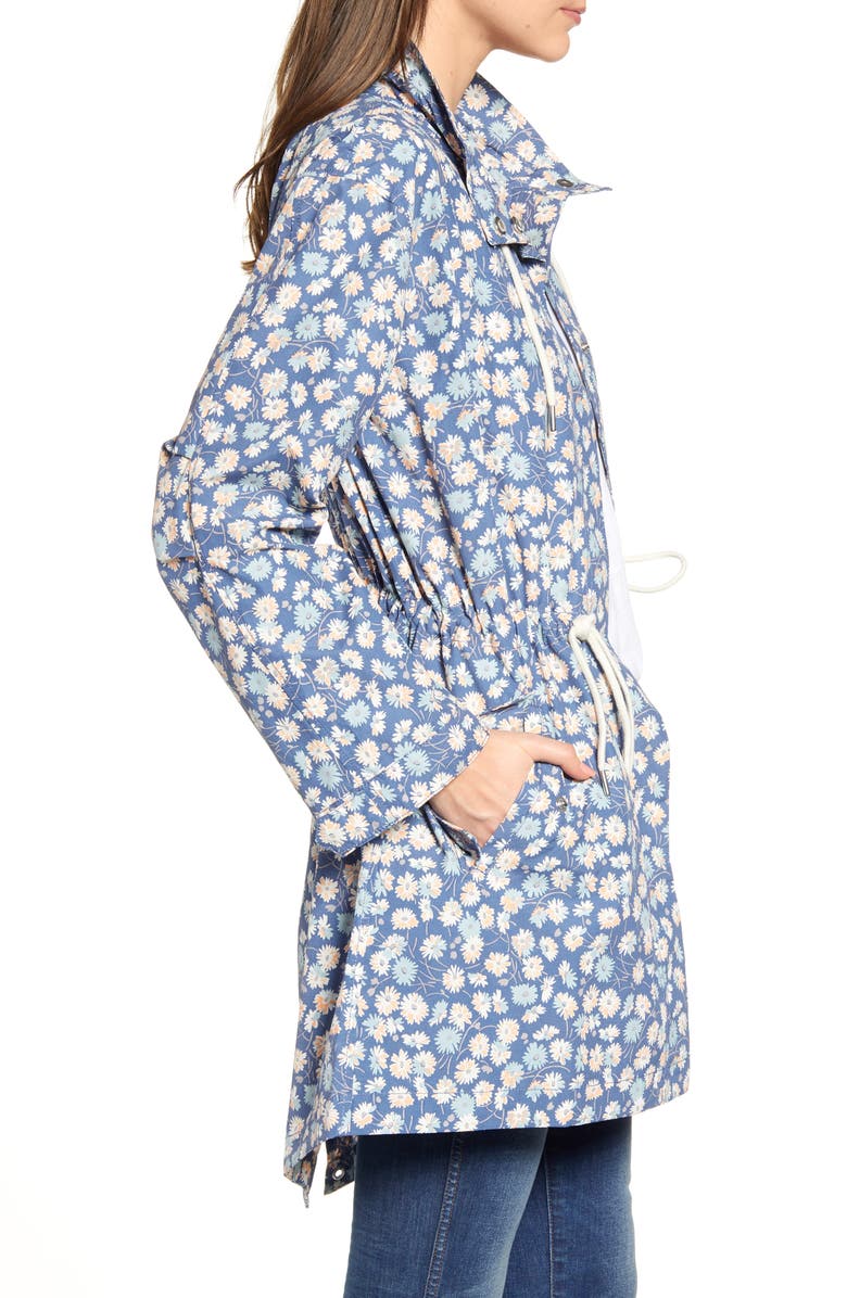 Madewell Ruffle Neck French Floral Raincoat, Alternate, color, 