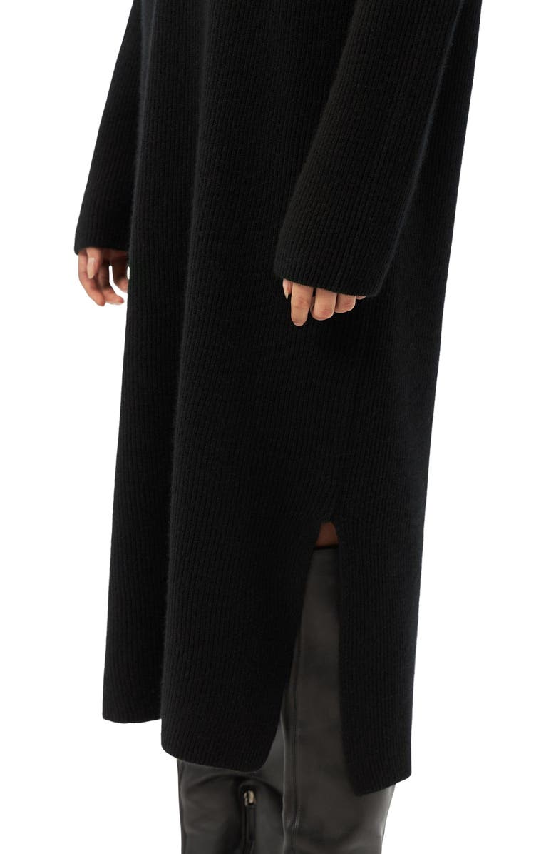 GOBI Mongolian Cashmere Cashmere Turtleneck Dress, Alternate, color, Black