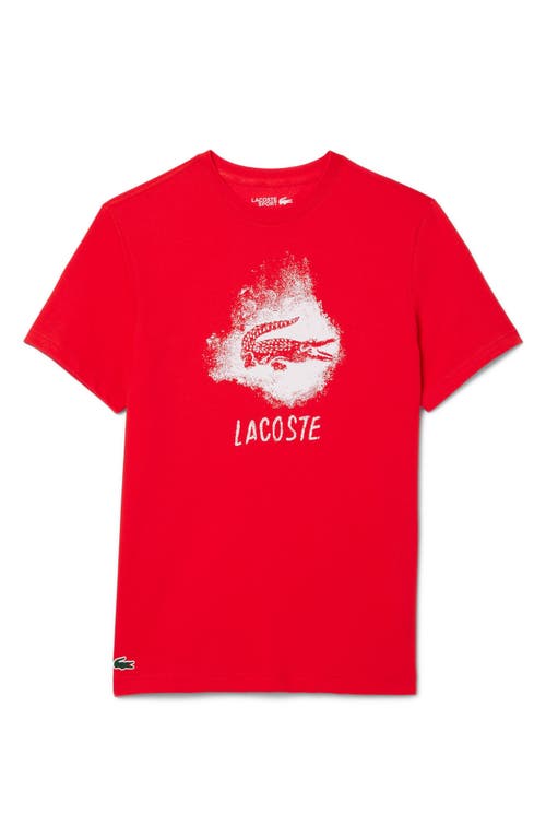 Lacoste Men's Ultra Dry Graphic Sport T-shirt - S - 3 In Red