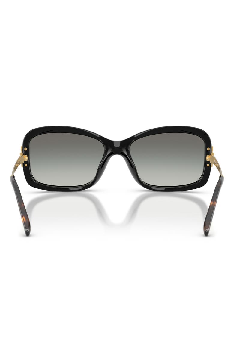 Tory Burch 56mm Rectangular Sunglasses, Alternate, color, Black / Grey Gradient